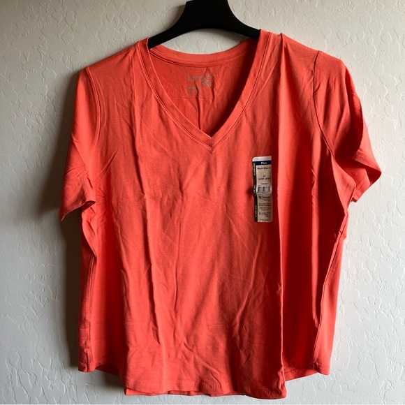 Terra & Sky Women's Plus Core V-Neck Short Sleeve Tee Size 1X (16W-18W) Orange - Picture 2 of 12